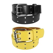 CTM Kid's Leather Two Hole Jean Belt Pack of 2 Colors 