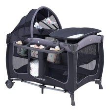 Baby Playard with Canopy, Portable Crib with Changing Table