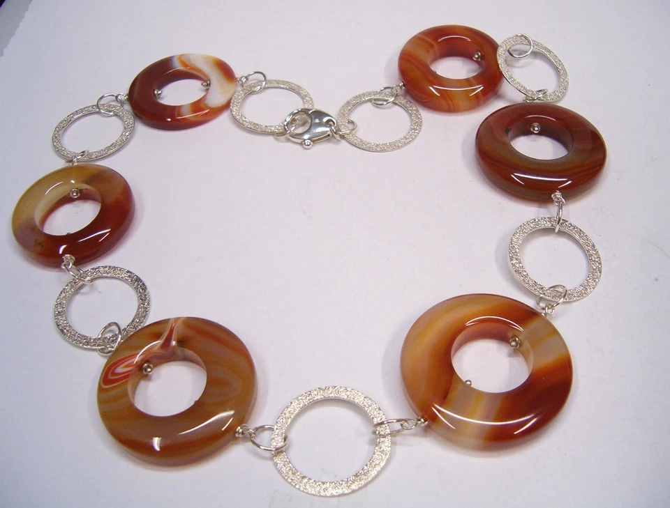 Collana in ARGENTO 925 con AGATA Corniola naturale - Girocollo Pietra Dura - Immagine 4 di 4