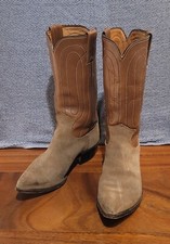 Vintage Justin Cowboy Boots Brown Rope Stitch Suede Leather Women Size 5B