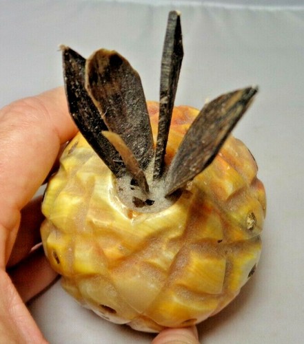 Vintage Mid Century Italian Alabaster Stone Marble Pineapple with Stems - Picture 5 of 11