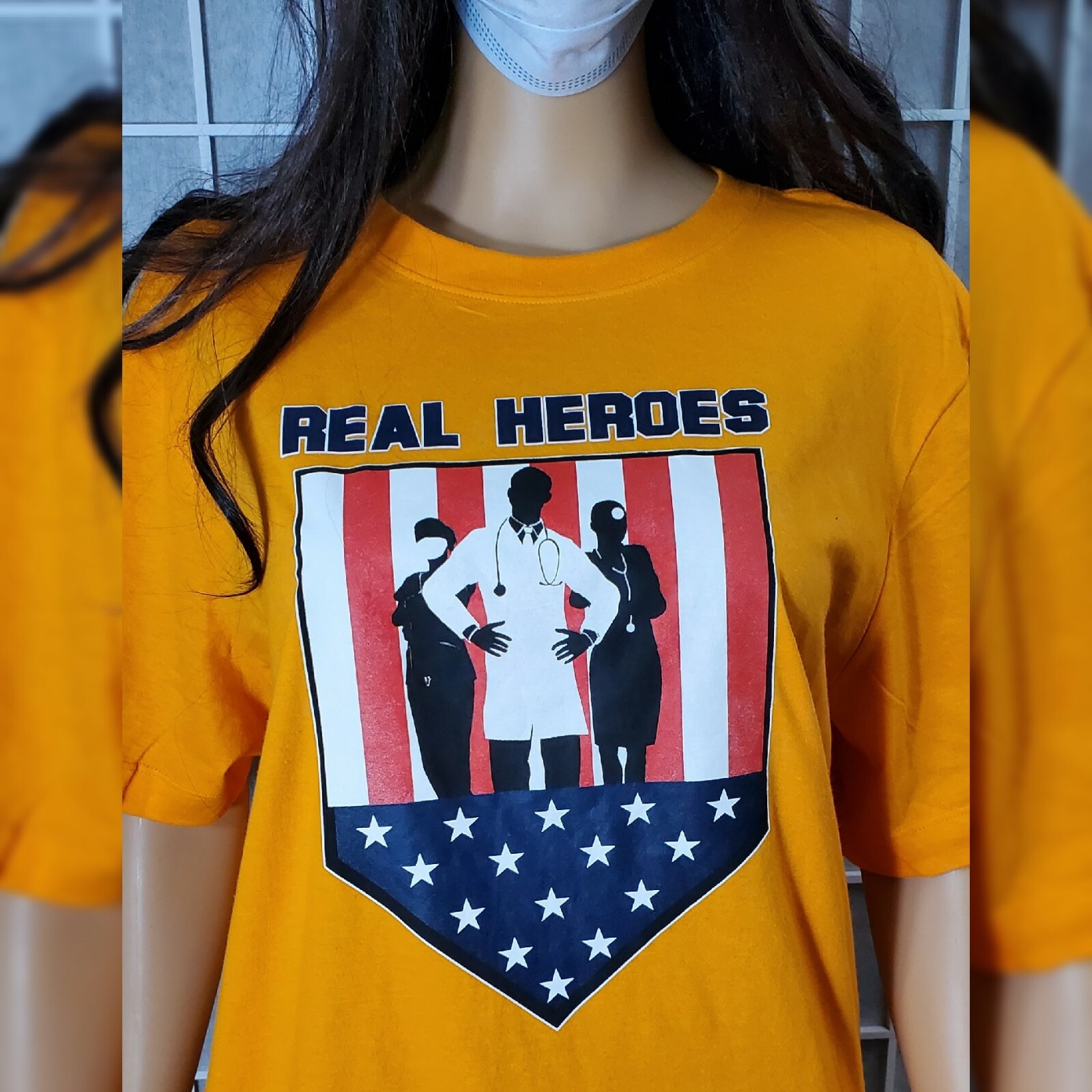 REAL HEROES USA AMERICAN FLAG PATRIOTIC WOMEN'S MEN'S UNISEX T-SHIRT SIZE M
