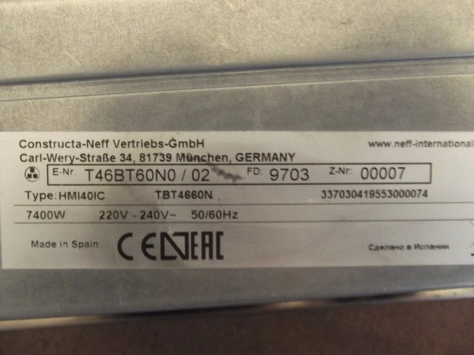 Neff T46BT60N0 HMI40IC Autark Induktion Glaskeramik Kochfeld 1J Gew P703 - Bild 2 von 4