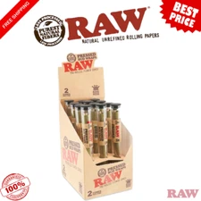 RAW Pressed Bud Wraps King Size Cones – Full Display Box (24 Pre-Rolled Cones)