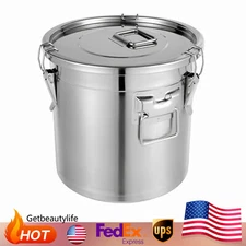 21L Airtight Canister Stainless Steel Dry/Wet Food Storage Container W/ Handles