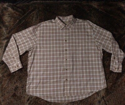 CABLEAS BASS SHOP PRO Western B/U Shirt Mens 3xl Tan-Brown Plaid  *MINT