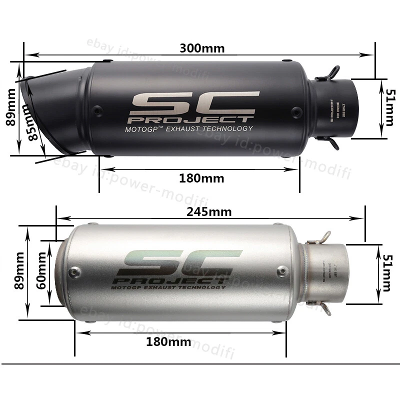 Silenciador preto pontas 51mm tubo de escape médio para Suzuki GSXR750 GSXR600 2011-2025 - Imagem 2 de 4