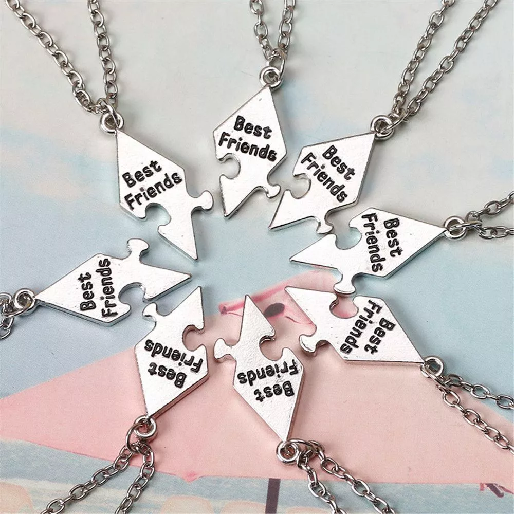 Amazon.com: Tian Zhi Jiao Personalized BFF Pendant Puzzle Stitching Necklace  with 3/4/5/6/7/8 Names Puzzle Pendant Necklace for Family Lover Friendship  Free Engraving Necklaces Set(3 Names),Silver: Clothing, Shoes & Jewelry