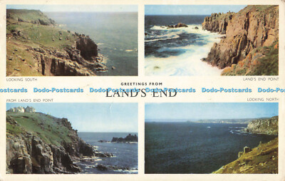 R680370 Grüße aus Land End. Blick nach Süden. Land Endpunkt. Blick nach Norden. J