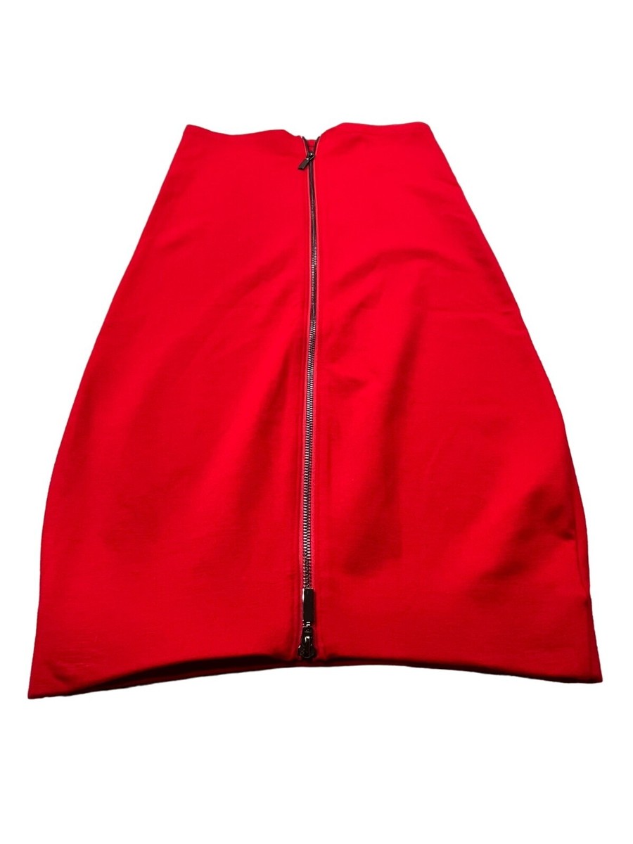 Eva Longoria Medium Red Midi Pencil Skirt With Back Zipper Office
