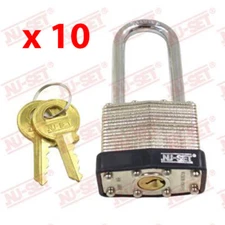 Laminated Steel Padlock Long Shackle 40mm 1-1/2" Pack of 10 Keyed Alike