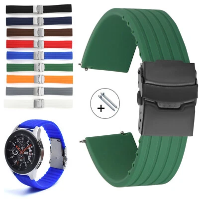 Tire Style Silicone Rubber Watch Band 20mm 18 22 24mm Quick Release Watch Strap - Photo 1/4