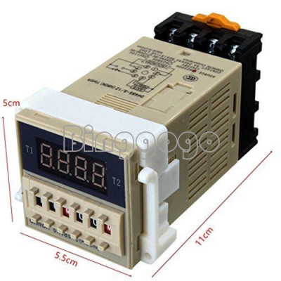 AC 220V DH48S-S Digital Precision Programmable Time Delay Relay With Socket Base