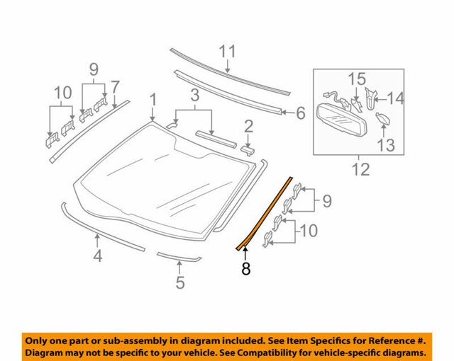 73162SJAA01ZA Acura OEM 0512 RL Windshield Molding Driver Side Gloss