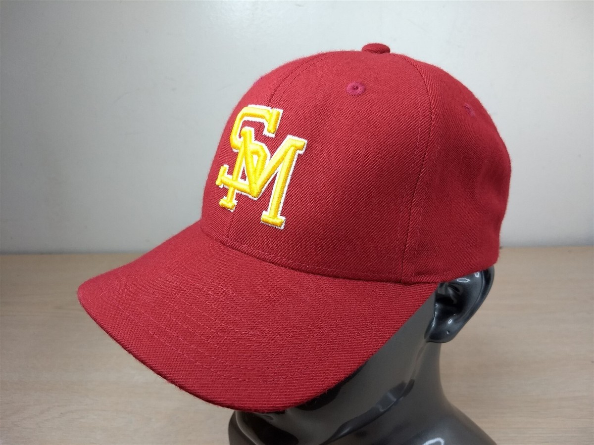 SM LOGO ADJUSTABLE SNAPBACK BASEBALL HAT/CAP, RED, OUTDOOR