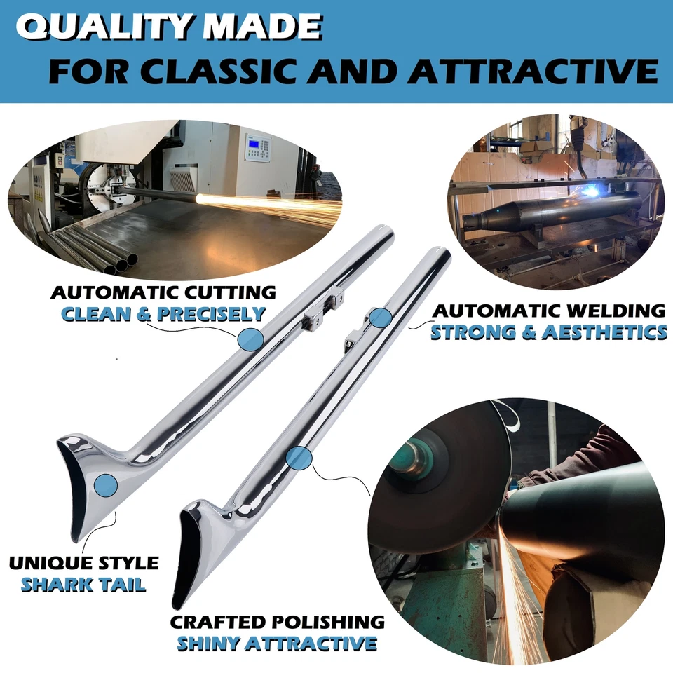 Tubos de cola de pez de 42"" para Harley Softail con cabezales dobles verdaderos de 1,75"" Fat Boy Foto 4 de 4