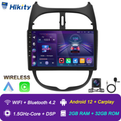 9'' Android 15 Autoradio Carplay GPS Navi DSP Für PEUGEOT 206 206CC 206SW 2001-08