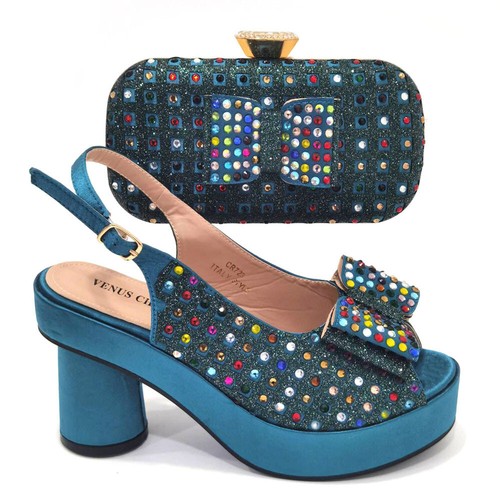 Italian Lady Shoes And Bag Luxury Design With Matching Sandals 7 CM High Heels
