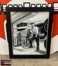 Vtg. Original 1970's SHELL SERVICE STATION w/ Gas Pumps Framed Photo