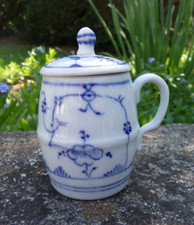 ANCIEN POT À MOUTARDE EN PORCELAINE - DÉCOR COPENHAGUE OIGNON BLEU