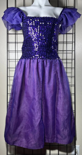 Vintage Sequin Party Dress Off the Shoulder Easy Street Fashions Purple Size S - Picture 1 of 7