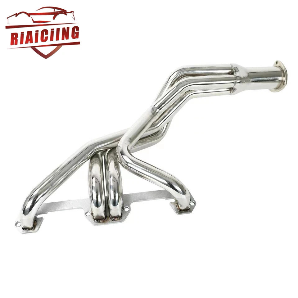 Par de cabezales de escape de tubo largo de acero inoxidable para Dodge 5.2 5.9 V8 1972-1991 pulido Foto 3 de 4