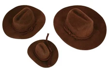 MINI BROWN Felt COWBOY HAT Western Wedding Party Favor Choose Size & Pack Amount