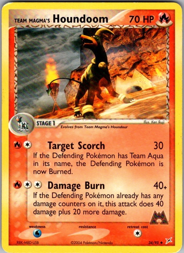 Team Magma's Houndoom 34/95 Uncommon Team Magma vs Team Aqua Pokemon Damaged