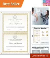 Double Diploma Frame in Clear Acrylic - 14 x 20 Floating Design for Home Office