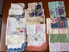 Lot Of 15 Vintage Hankies Handkerchiefs Floral Crochet Embroidered UNIQUE
