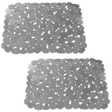 1 PCS Grey Adjustable Pebble Kitchen Sink Protector Mat Insert Bottom Grid
