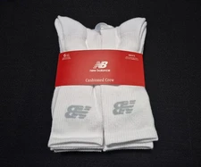 New Balance Mens Active Cushion  socks Arch support SIZE  6-12  6  Pack White