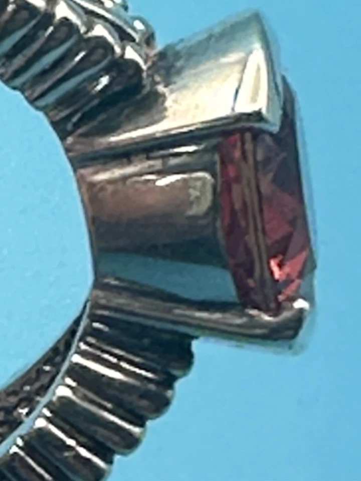 Anillo de plata de ley con zafiro naranja - Talla 9 - 925 probado - 8,85 g Foto 4 de 4