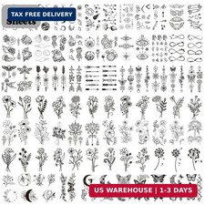 100 Sheets Temporary Tattoos for Women Adult, 420 Mixed Styles Tiny Bran