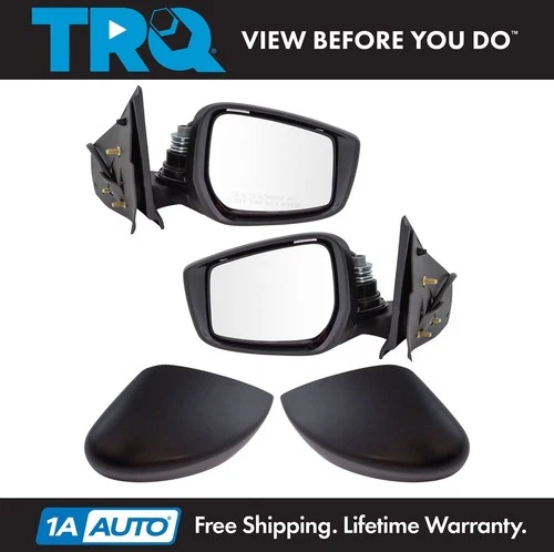 TRQ Mirror Power Smooth Black Pair Set of 2 for Nissan Versa New