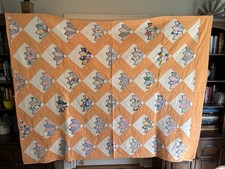 Vintage Handmade Patchwork Dresden Plate Quilt