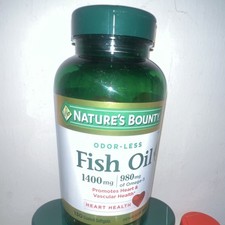 Nature’s Bounty Odor-Less Fish Oil 1400mg Omega-3 130 Softgels Heart Health