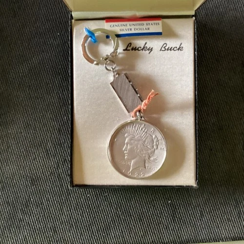 1922 Peace Dollar Silver Coin Keychain with Gift Box. ( LUCKY BUCK )