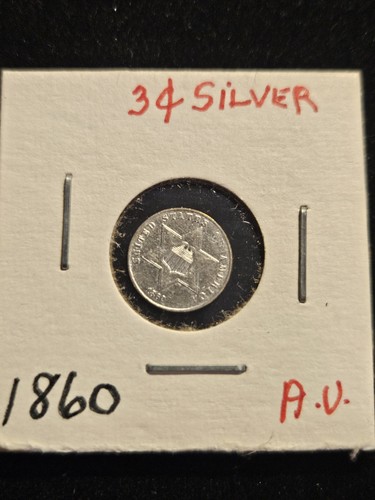 1860 Three Cent Silver Coin with EF details- old estate coin