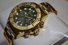 NEW 47mm INVICTA PRO DIVER CHRONOGRAPH GOLD AND GREEN 49215 WATCH