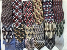 Lot Of 18 Men  s Silk Ties Alfani Facets Ziggurat Ruffini Paisley Geometric