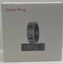 Smart Ring Health Tracker LED Display Screen IP68 Waterproof Fitness Ring Size 9