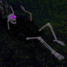 LCHUANG 4 Pack Halloween Decoration LED Glowing Light Up Skulls Eyes, Purple