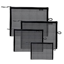 Set of 4 Black Travel Mesh Cosmetic Makeup Organizer Bags with Black  4pcs  