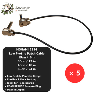 Mogami W 2314 Low Profile Patch Cable 5pcs Set Pancake Pedalboard REAN