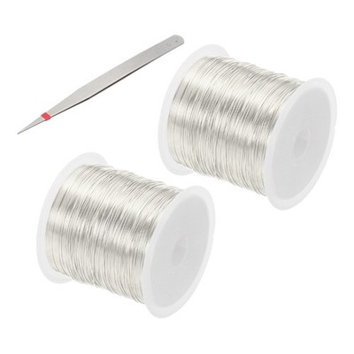 28 Gauge/0,3 mm 164 Fuß Schmuckdraht für Handwerk, 2 Stück Kupferdraht, Silber