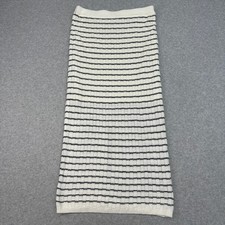 Freshman 1996 Maxi Skirt Striped Crochet WMNS M Ivory Black Cottagecore Boho