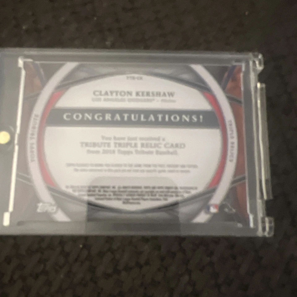 2018 Topps tribute triple relic Clayton Kershaw /150 - Image 3 of 3