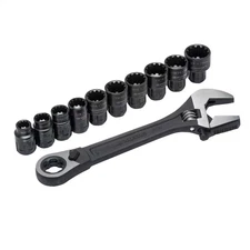 X6 3/8 In. Drive Pass-Thru Adjustable Wrench Set (11-Piece)