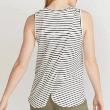 Marine Layer Tulip Tank Split Back XS White Black Stripe